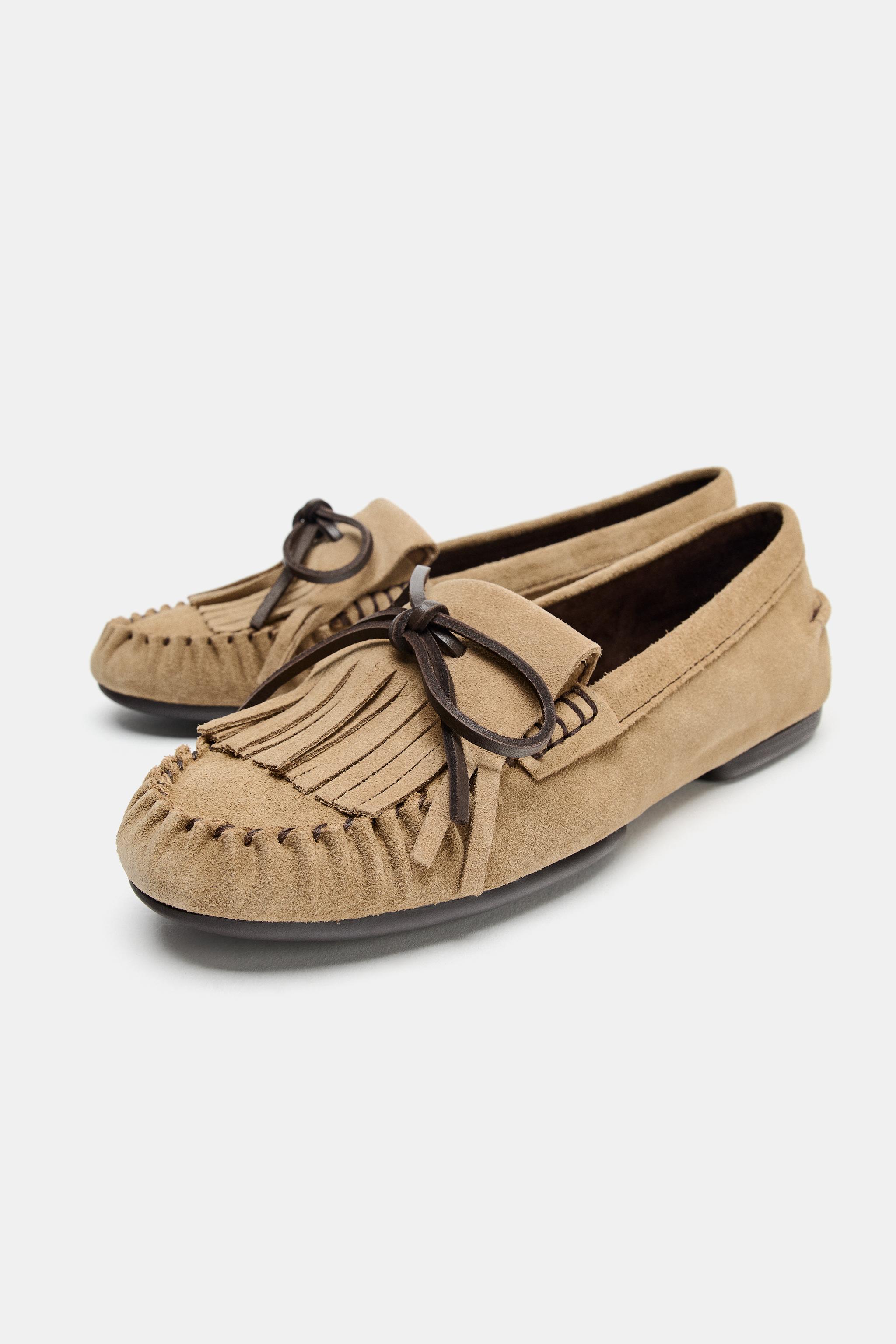 MOCASSINS EN CUIR À FRANGES